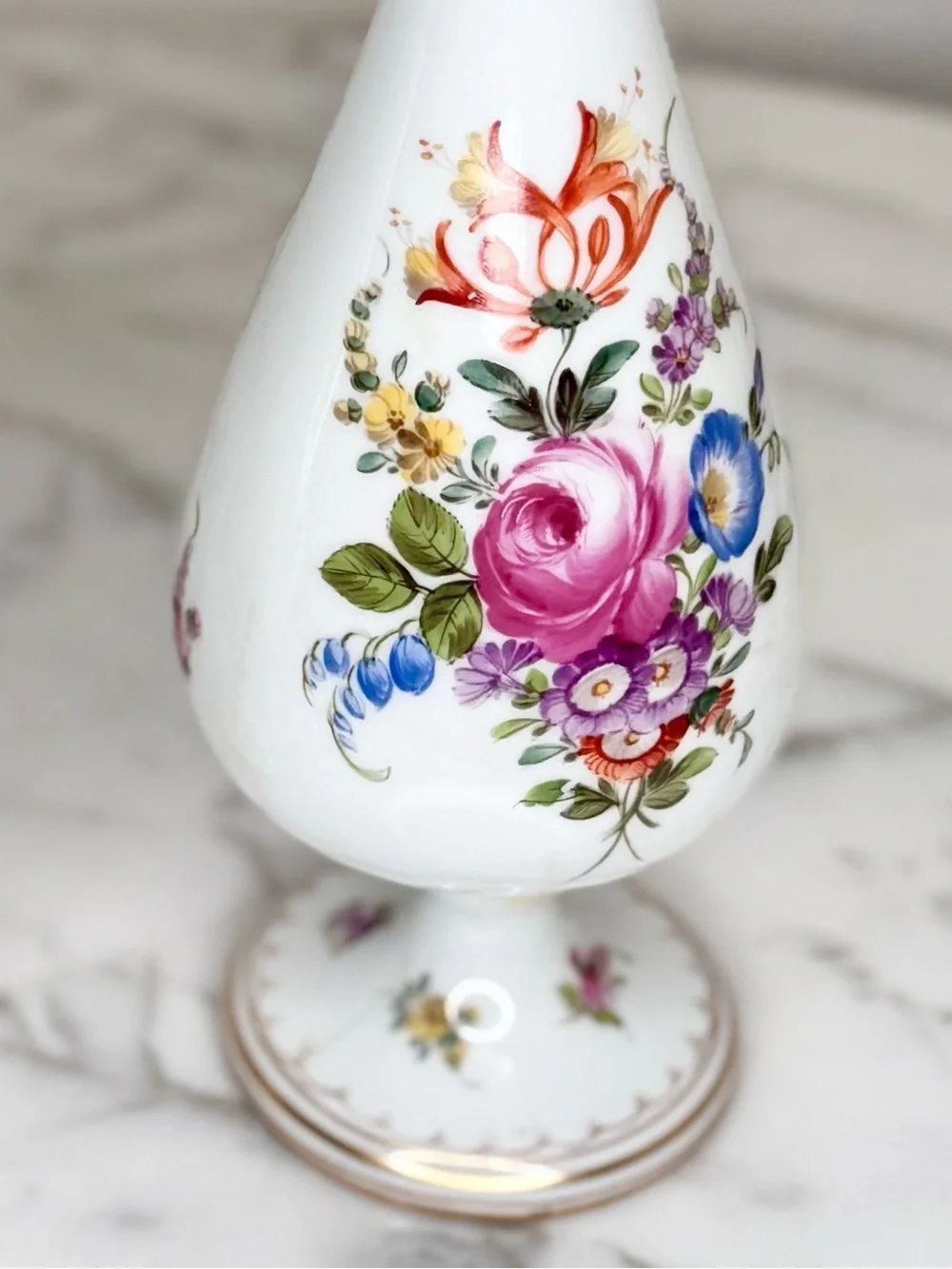 Dresden Germany antique Hand Painted trumpet style,vase pair or candle holders